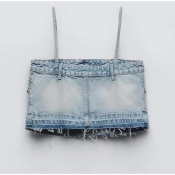 Zara Denim Skirt Effect Sleeveless Crop Top NEW Women's XL - Picture 12 of 12